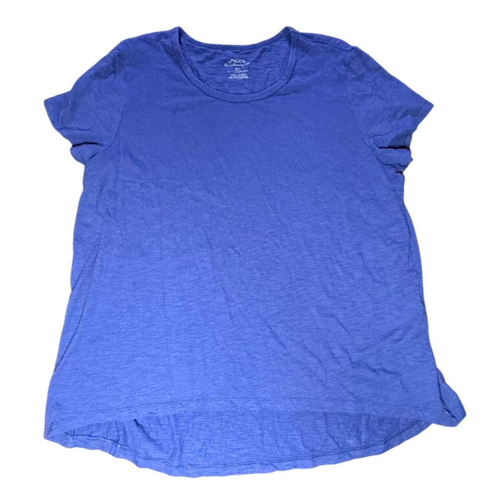 Chico's The Ultimate Tee‎ Blue Top Women's Size 4 Short Sleeve Casual